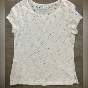 Women’s Sundance Eyelet White Cotton Top Medium